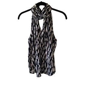 Banana Republic Factory Petite Gray Abstract Print Halter Top Size SP